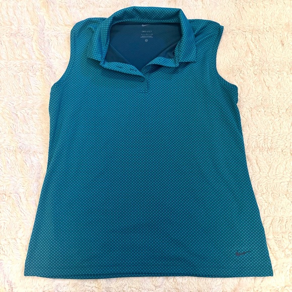 Nike Tops - Nike large Dri-Fit Women’s Golf Tank Top Teal Navy Print Size victory textured